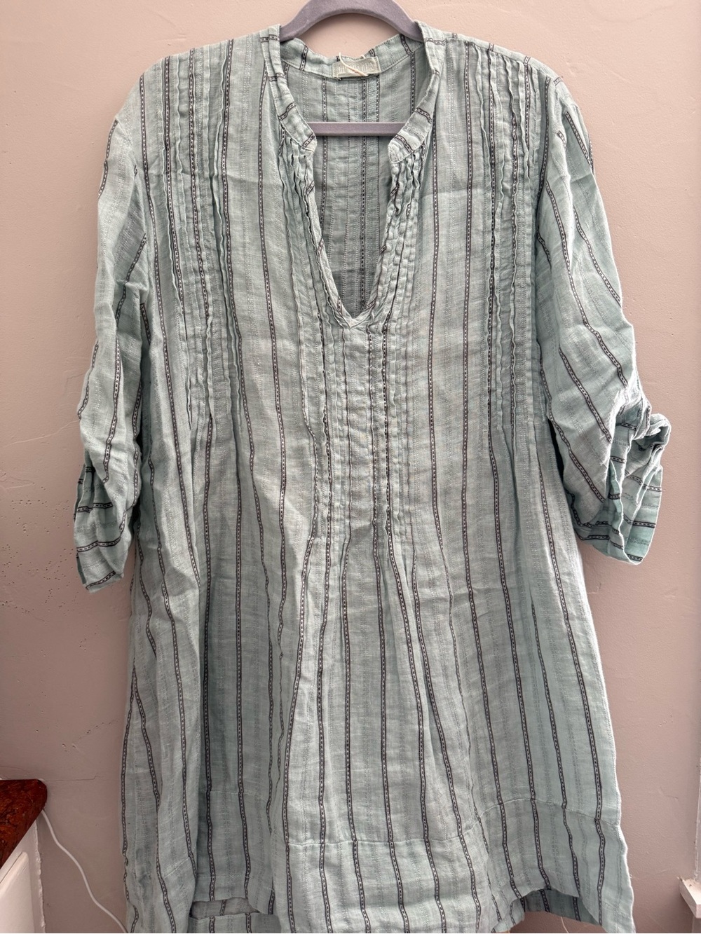 CP Shades Light Aqua Striped Midi Dress